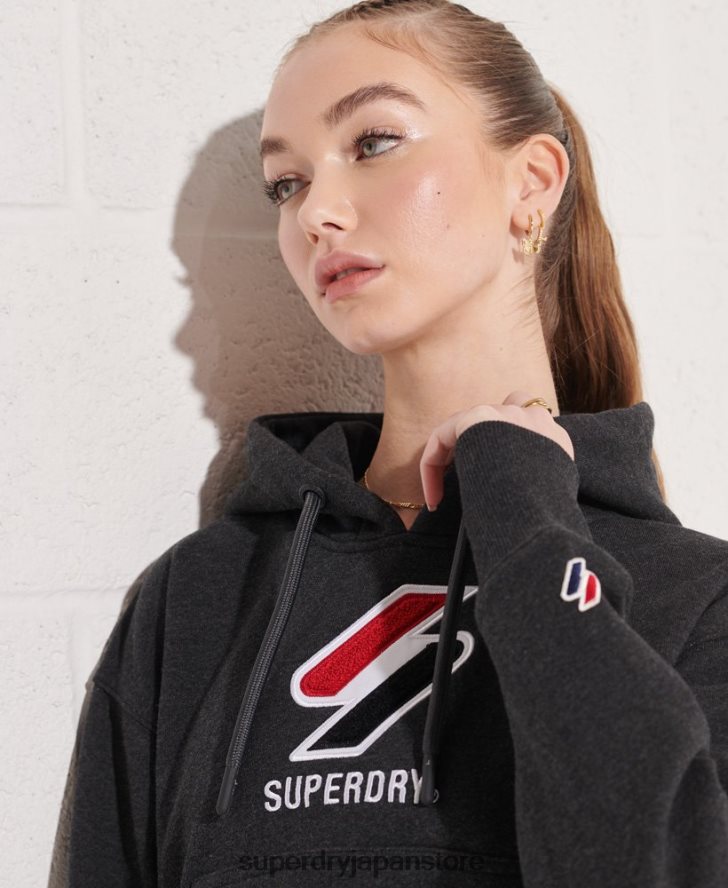 スポーツスタイルのクラシックなボクシーパーカー 女性 Superdry 衣類 濃い灰色 2J62PZ3497