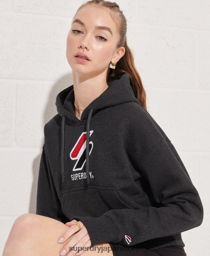 スポーツスタイルのクラシックなボクシーパーカー 女性 Superdry 衣類 濃い灰色 2J62PZ3497
