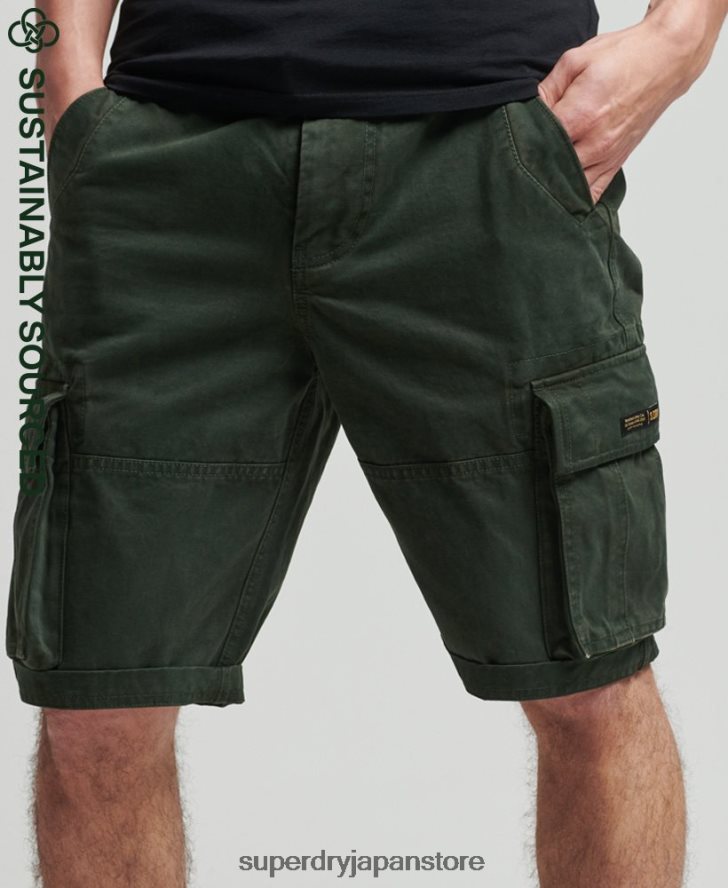 オーガニックコットン ヴィンテージ コア カーゴ ヘビー ショーツ 男性 Superdry 衣類 緑 2J62PZ350