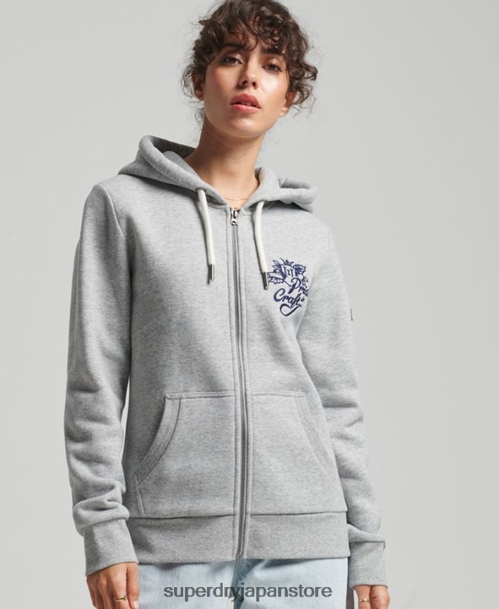 ヴィンテージプライドインクラフトジップパーカー 女性 Superdry 衣類 グレー 2J62PZ3501