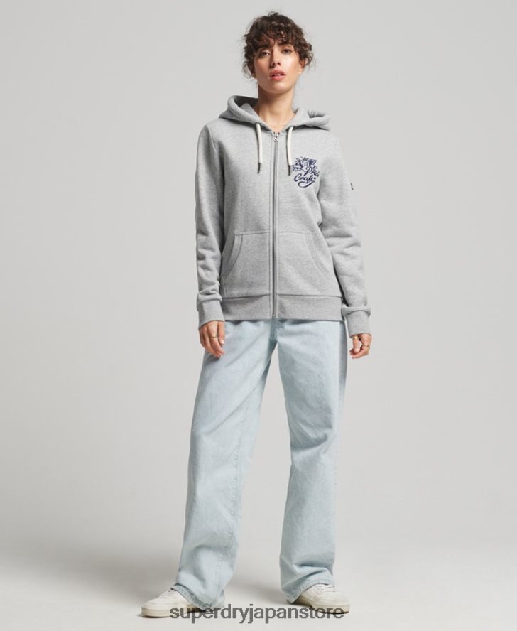 ヴィンテージプライドインクラフトジップパーカー 女性 Superdry 衣類 グレー 2J62PZ3501