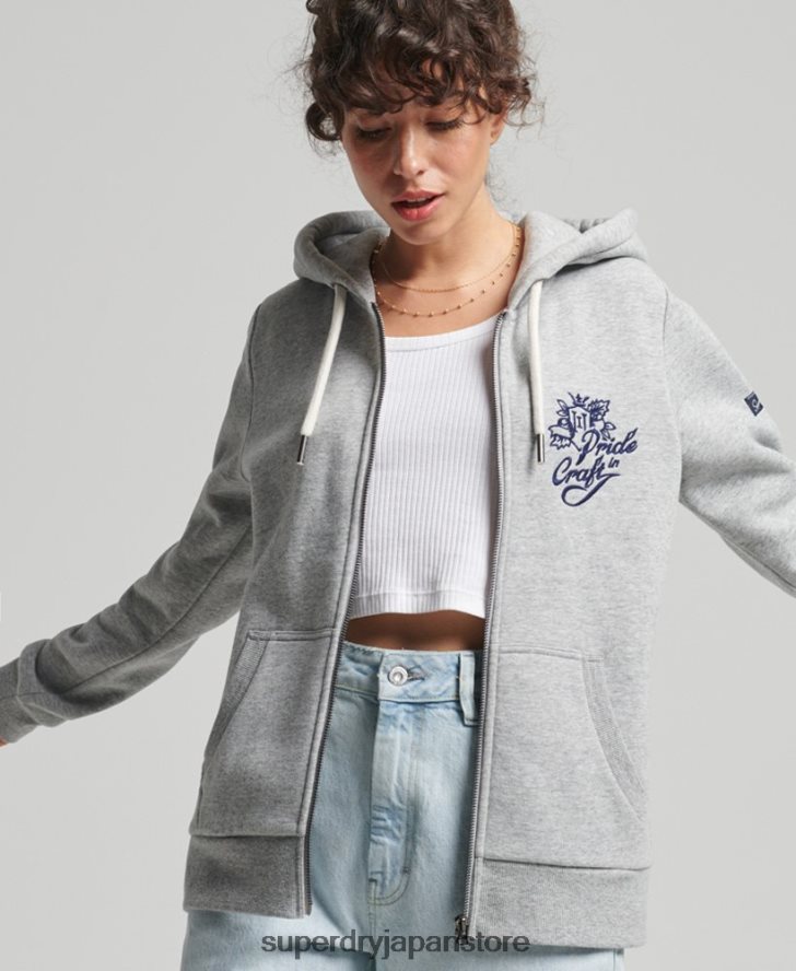 ヴィンテージプライドインクラフトジップパーカー 女性 Superdry 衣類 グレー 2J62PZ3501