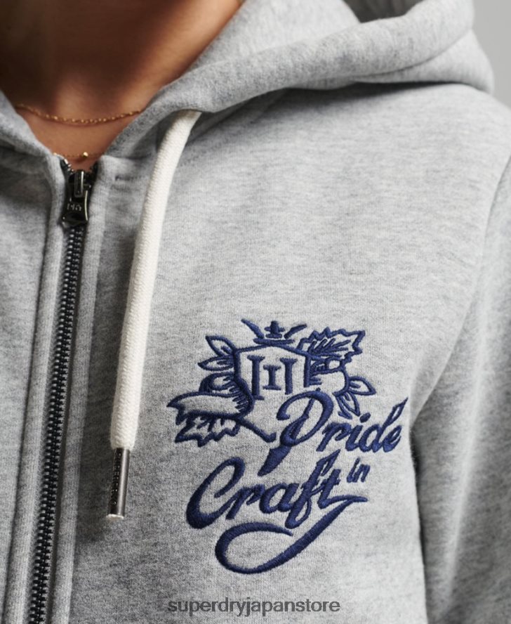 ヴィンテージプライドインクラフトジップパーカー 女性 Superdry 衣類 グレー 2J62PZ3501