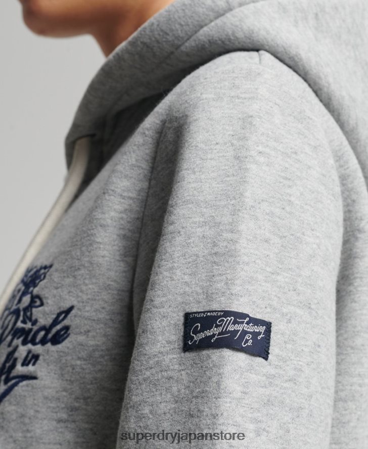 ヴィンテージプライドインクラフトジップパーカー 女性 Superdry 衣類 グレー 2J62PZ3501