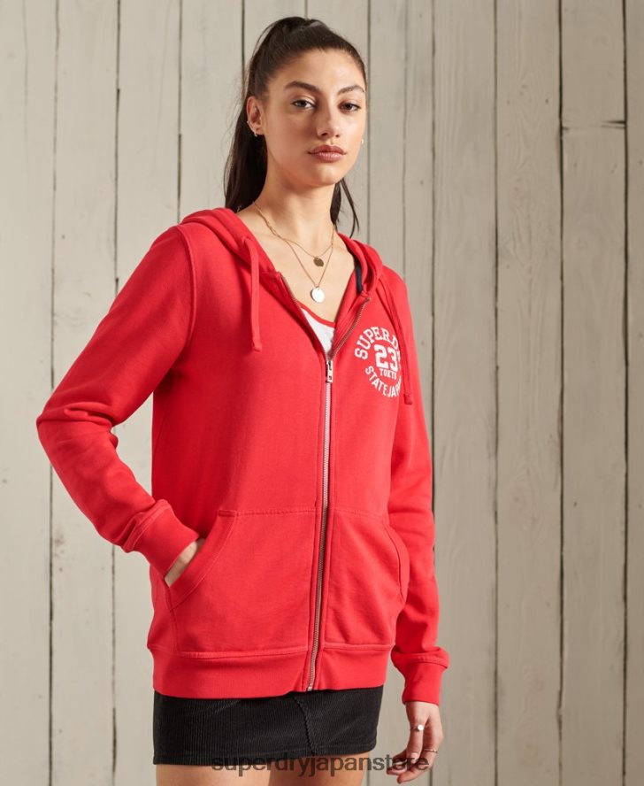 スーパーステート ジップ パーカー 女性 Superdry 衣類 赤 2J62PZ3506