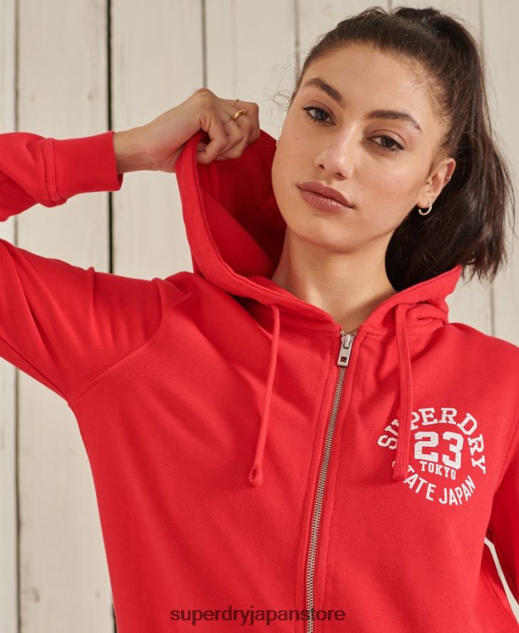 スーパーステート ジップ パーカー 女性 Superdry 衣類 赤 2J62PZ3506