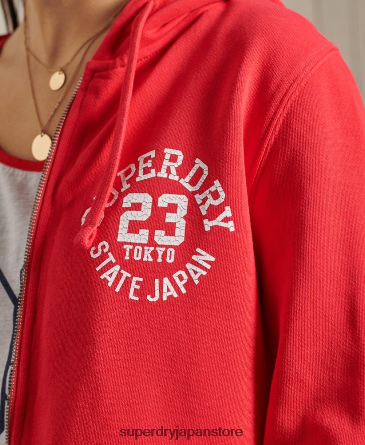 スーパーステート ジップ パーカー 女性 Superdry 衣類 赤 2J62PZ3506