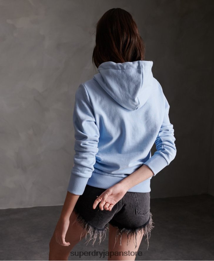 レジスタードフロック非起毛パーカー 女性 Superdry 衣類 青 2J62PZ3508