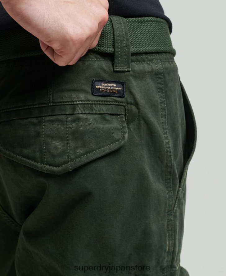 オーガニックコットン ヴィンテージ コア カーゴ ヘビー ショーツ 男性 Superdry 衣類 緑 2J62PZ350