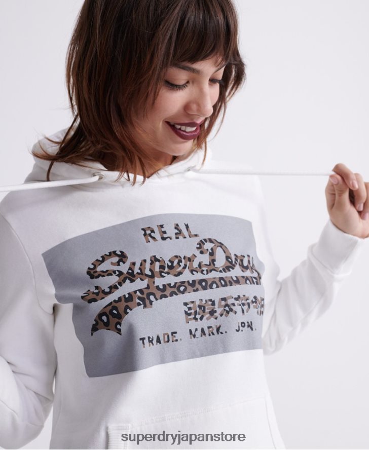 ヴィンテージロゴリフレクボックスパーカー 女性 Superdry 衣類 クリーム 2J62PZ3511
