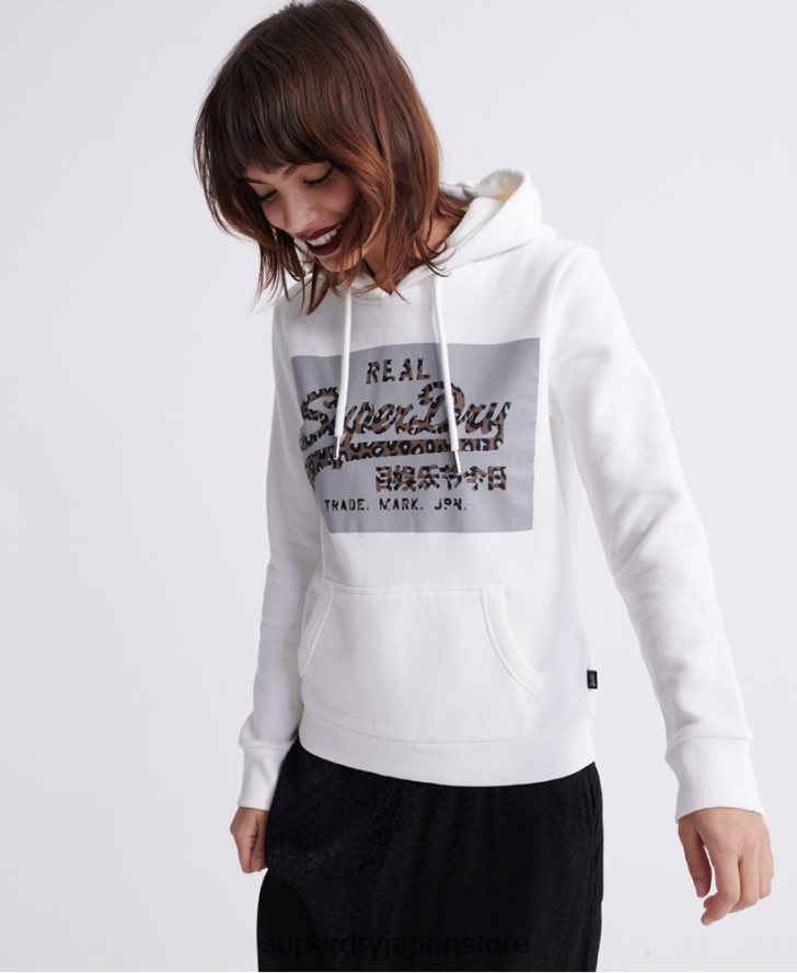 ヴィンテージロゴリフレクボックスパーカー 女性 Superdry 衣類 クリーム 2J62PZ3511