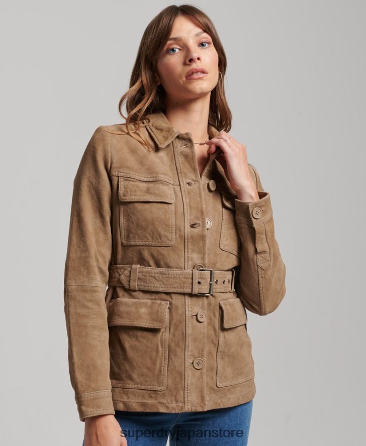 スタジオスウェードサファリジャケット 女性 Superdry 衣類 ベージュ 2J62PZ3522