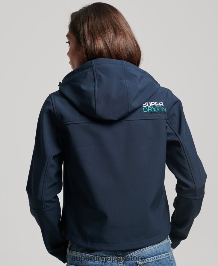 コードトレッカー フード付きソフトシェルジャケット 女性 Superdry 衣類 海軍 2J62PZ3524