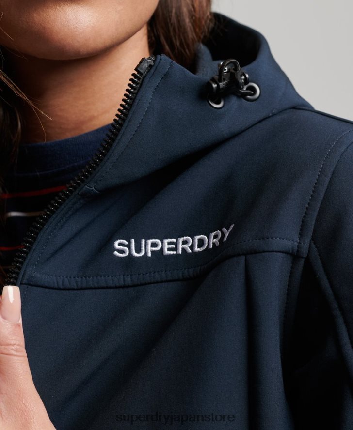 コードトレッカー フード付きソフトシェルジャケット 女性 Superdry 衣類 海軍 2J62PZ3524