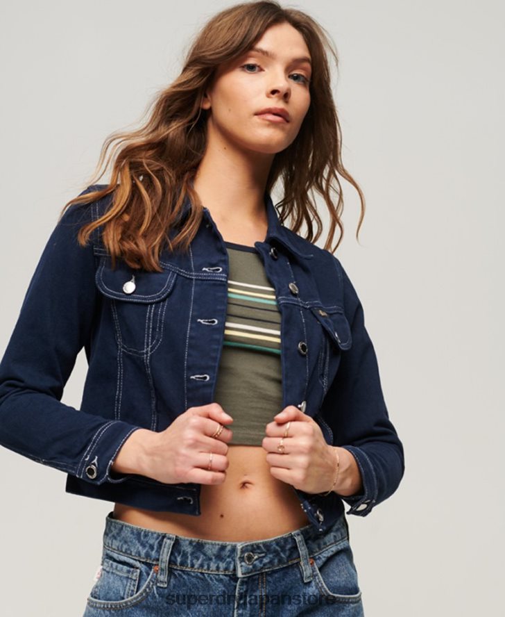 作業着クロップドジャケット 女性 Superdry 衣類 海軍 2J62PZ3528