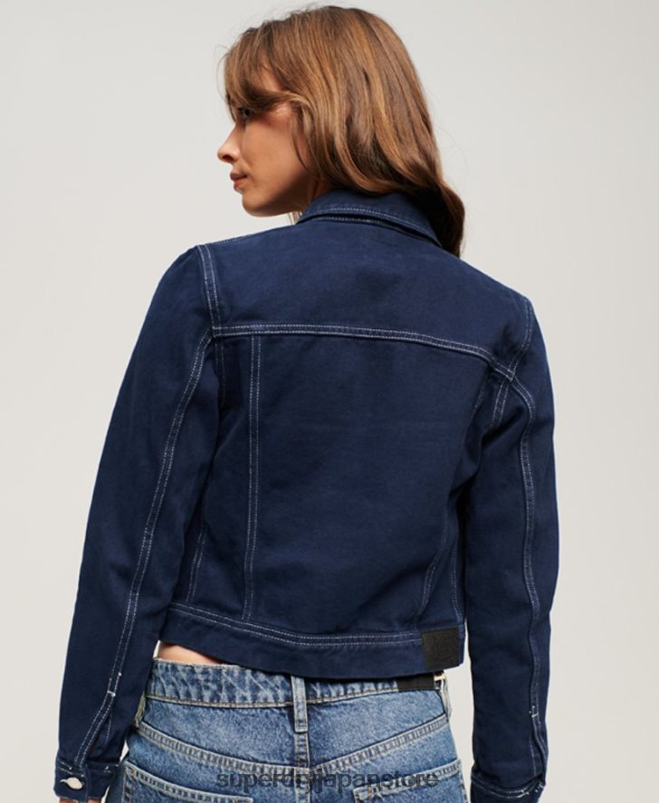 作業着クロップドジャケット 女性 Superdry 衣類 海軍 2J62PZ3528