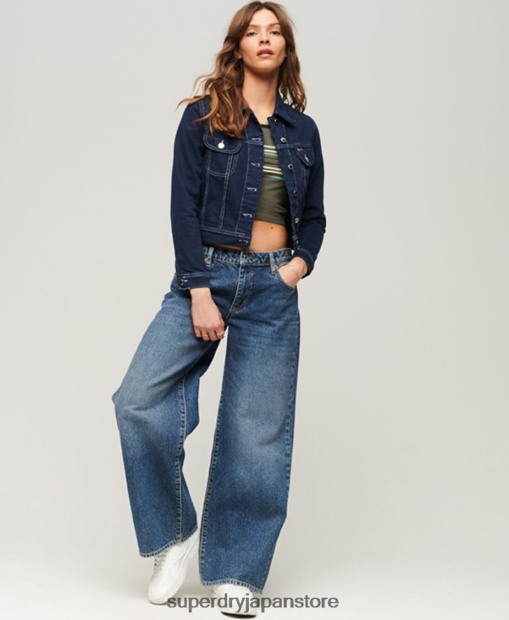 作業着クロップドジャケット 女性 Superdry 衣類 海軍 2J62PZ3528