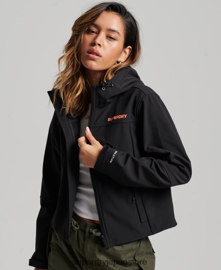 コードトレッカー フード付きソフトシェルジャケット 女性 Superdry 衣類 黒 2J62PZ3529
