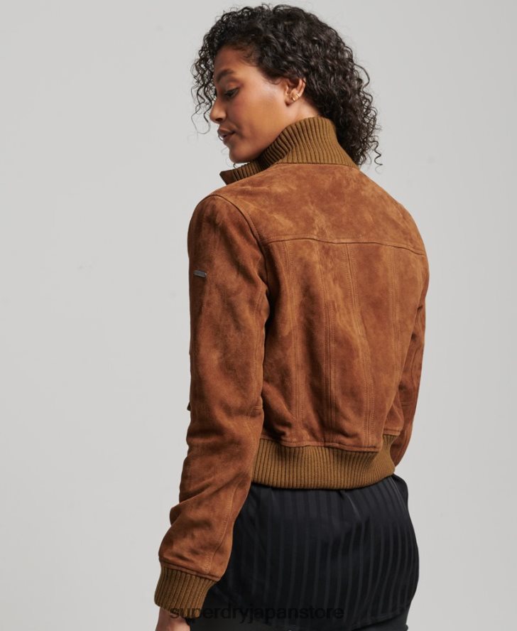 スタジオ ニッ​​トカラー スエード ボンバー 女性 Superdry 衣類 黄褐色 2J62PZ3535