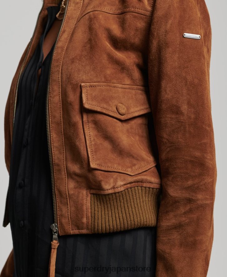 スタジオ ニッ​​トカラー スエード ボンバー 女性 Superdry 衣類 黄褐色 2J62PZ3535