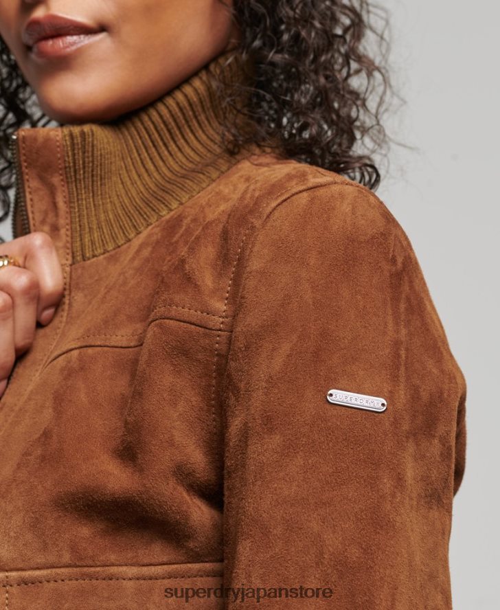 スタジオ ニッ​​トカラー スエード ボンバー 女性 Superdry 衣類 黄褐色 2J62PZ3535