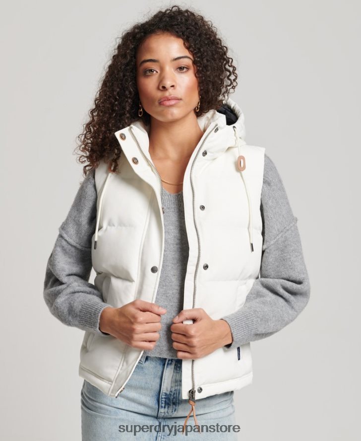 ヴィンテージ フード付き エベレスト ジレ 女性 Superdry 衣類 白 2J62PZ3536