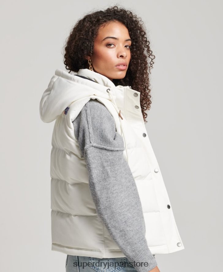 ヴィンテージ フード付き エベレスト ジレ 女性 Superdry 衣類 白 2J62PZ3536