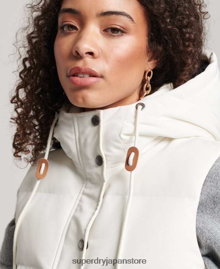 ヴィンテージ フード付き エベレスト ジレ 女性 Superdry 衣類 白 2J62PZ3536
