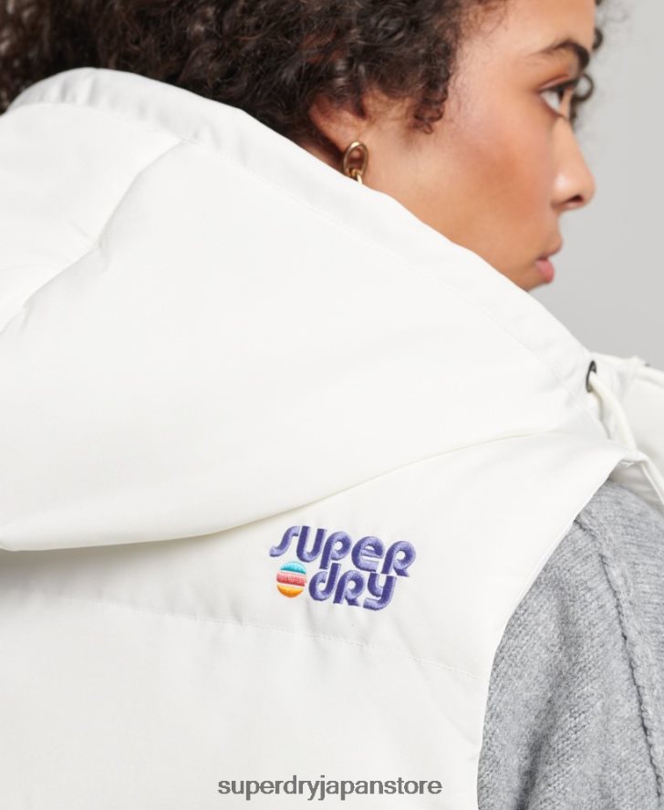 ヴィンテージ フード付き エベレスト ジレ 女性 Superdry 衣類 白 2J62PZ3536