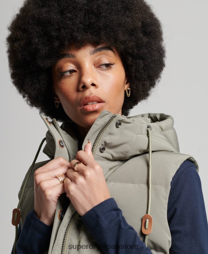 ヴィンテージ フード付き エベレスト ジレ 女性 Superdry 衣類 カーキ 2J62PZ3547
