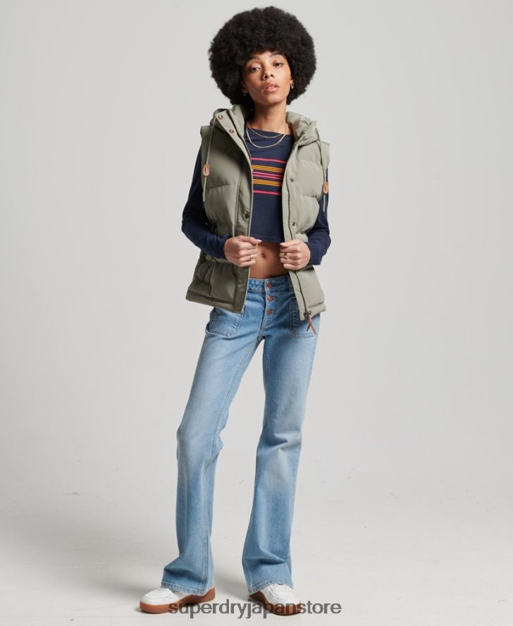 ヴィンテージ フード付き エベレスト ジレ 女性 Superdry 衣類 カーキ 2J62PZ3547