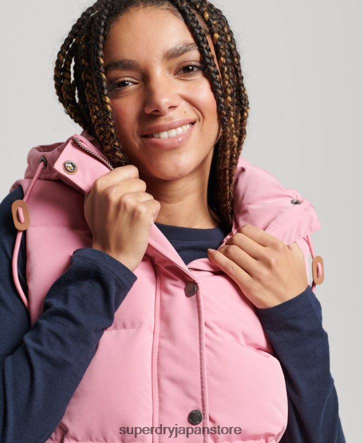 ヴィンテージ フード付き エベレスト ジレ 女性 Superdry 衣類 ピンク 2J62PZ3556