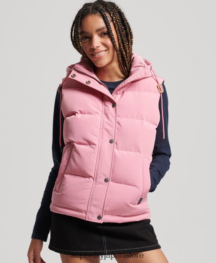 ヴィンテージ フード付き エベレスト ジレ 女性 Superdry 衣類 ピンク 2J62PZ3556