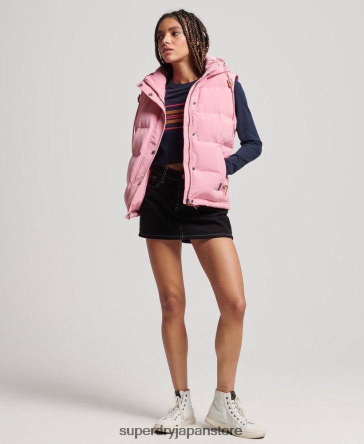 ヴィンテージ フード付き エベレスト ジレ 女性 Superdry 衣類 ピンク 2J62PZ3556