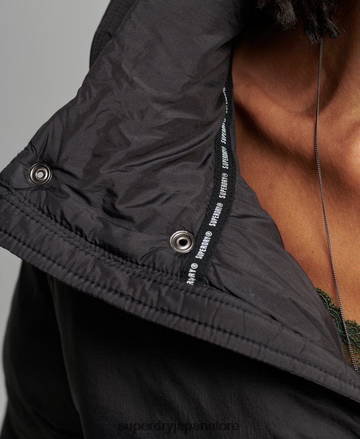 クロップドコクーン パファージャケット 女性 Superdry 衣類 黒 2J62PZ3564