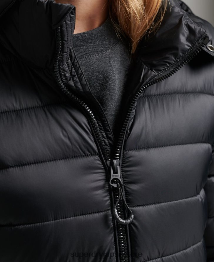 フード付きクラシックパファージャケット 女性 Superdry 衣類 黒 2J62PZ3565
