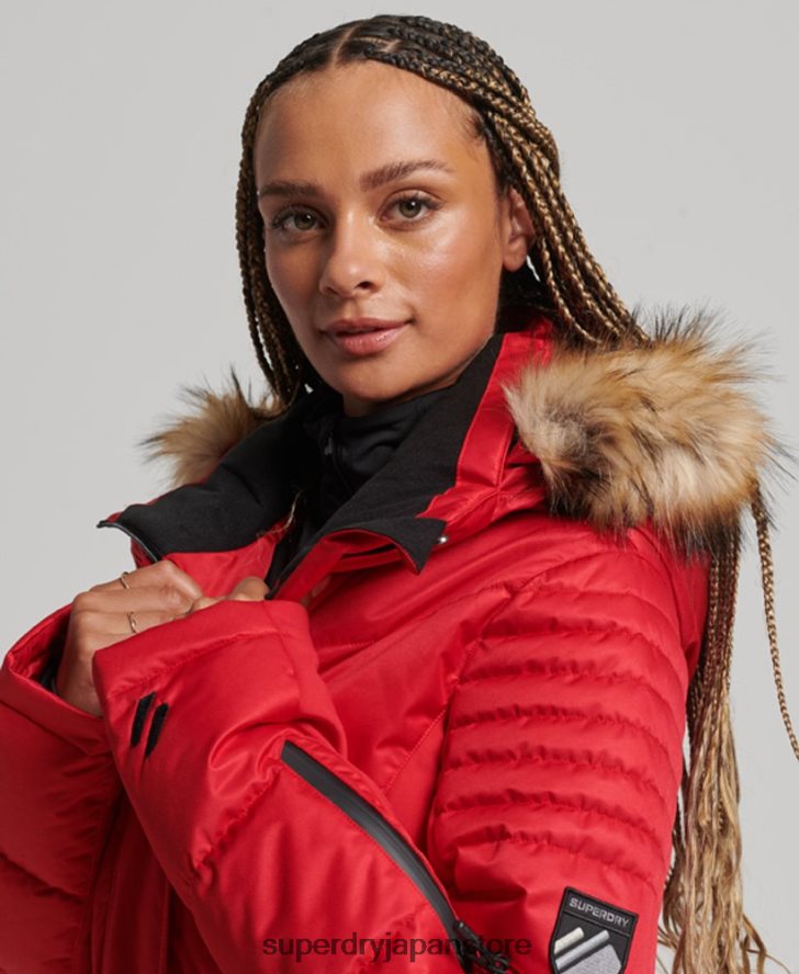 スノーラックス パファージャケット 女性 Superdry 衣類 赤 2J62PZ3566