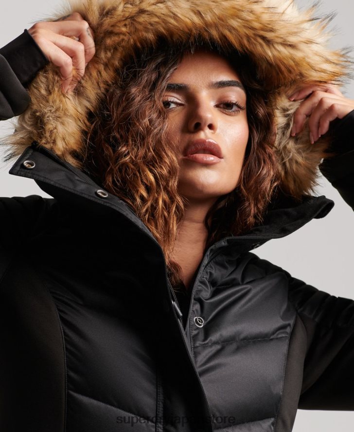 スノーラックス パファージャケット 女性 Superdry 衣類 黒 2J62PZ3568