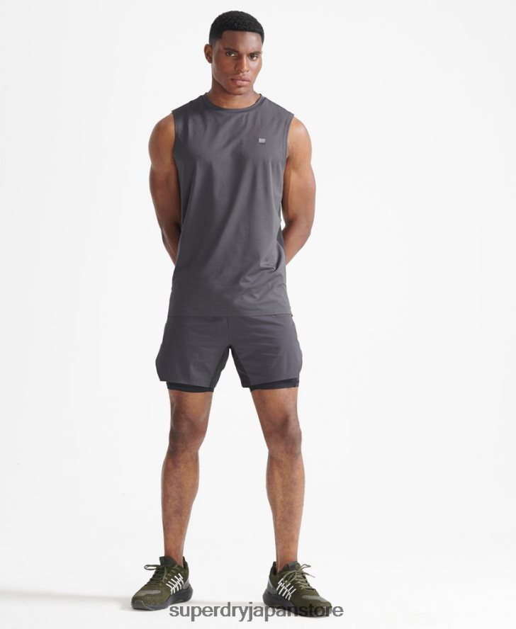 トレイン プレミアム レイヤー ショーツ 男性 Superdry 衣類 濃い灰色 2J62PZ356