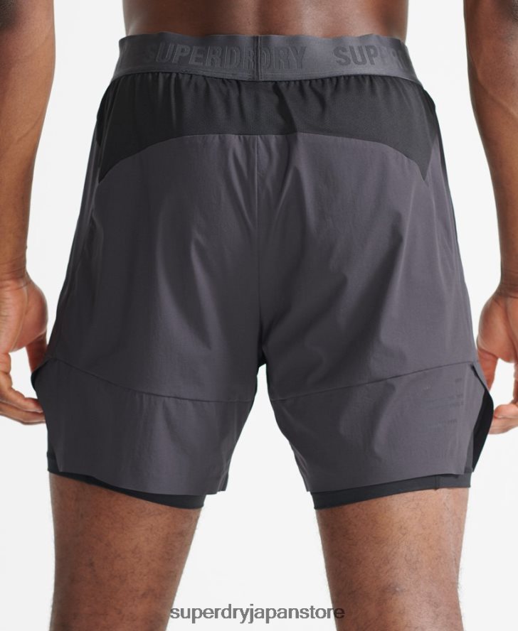 トレイン プレミアム レイヤー ショーツ 男性 Superdry 衣類 濃い灰色 2J62PZ356