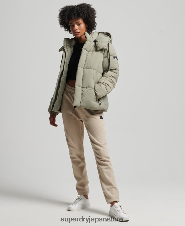 フード付きリップストップ パファージャケット 女性 Superdry 衣類 緑 2J62PZ3574