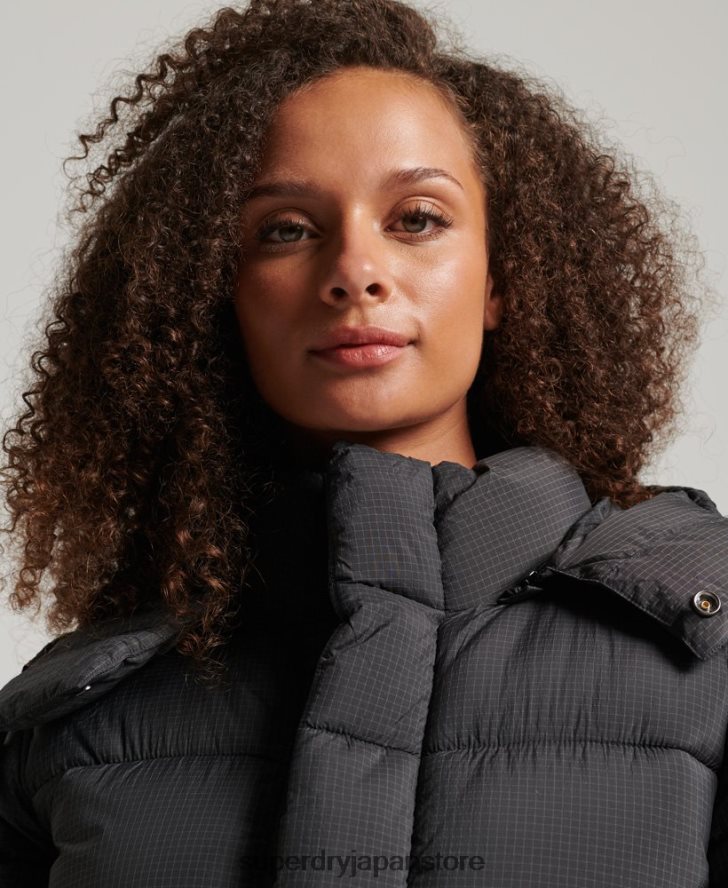 フード付きリップストップ パファージャケット 女性 Superdry 衣類 黒 2J62PZ3575