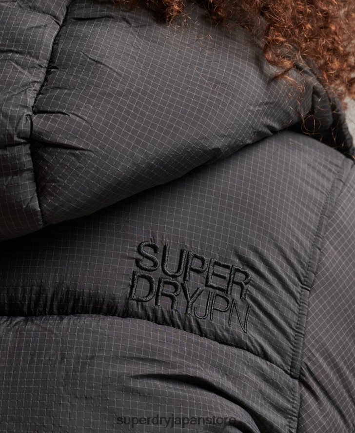 フード付きリップストップ パファージャケット 女性 Superdry 衣類 黒 2J62PZ3575