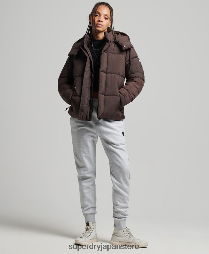 フード付きリップストップ パファージャケット 女性 Superdry 衣類 茶色 2J62PZ3576