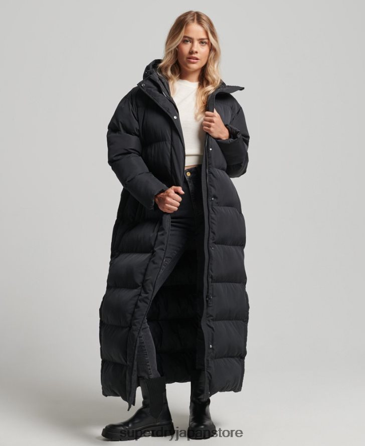 フード付きマキシダウンコート 女性 Superdry 衣類 黒 2J62PZ3578