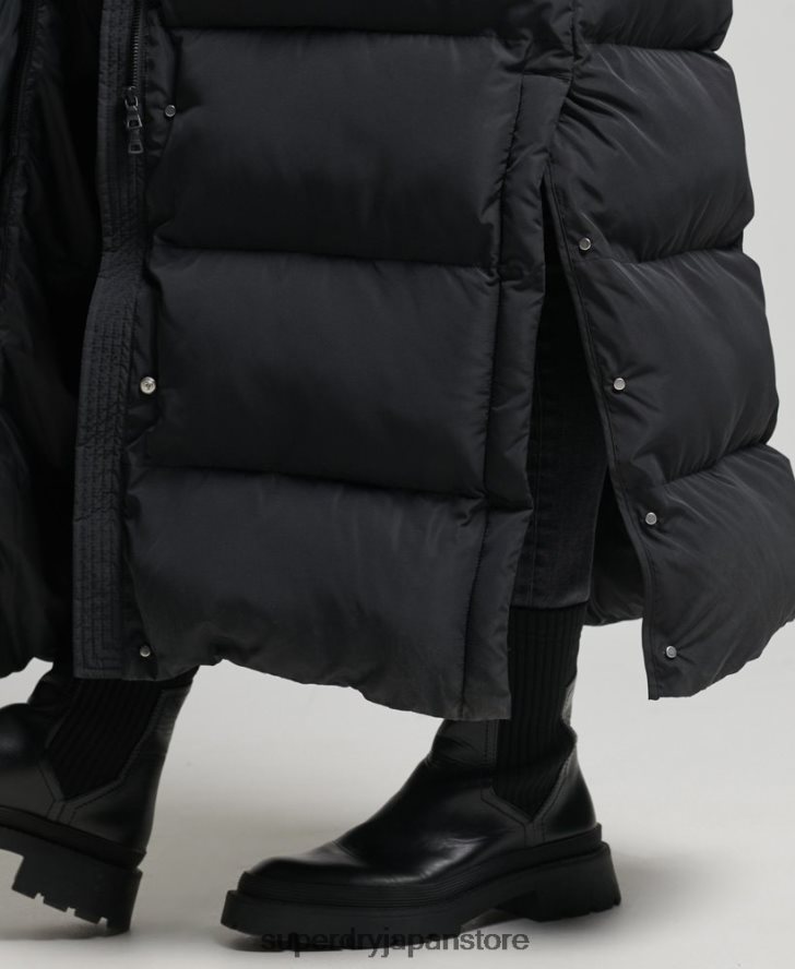 フード付きマキシダウンコート 女性 Superdry 衣類 黒 2J62PZ3578