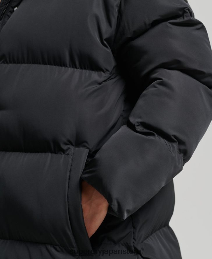 フード付きマキシダウンコート 女性 Superdry 衣類 黒 2J62PZ3578