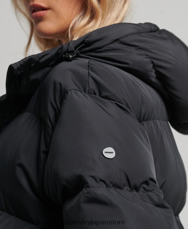 フード付きマキシダウンコート 女性 Superdry 衣類 黒 2J62PZ3578