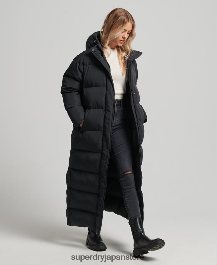 フード付きマキシダウンコート 女性 Superdry 衣類 黒 2J62PZ3578