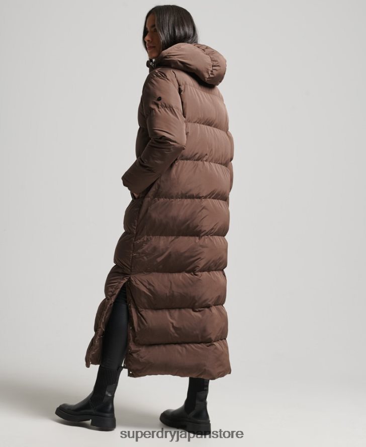 フード付きマキシダウンコート 女性 Superdry 衣類 茶色 2J62PZ3579